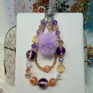 Elegant Purple and Orange Beaded charm